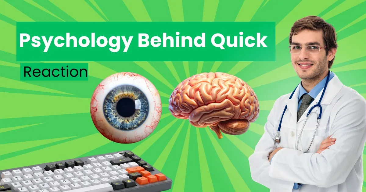 Psychology of Quick Reactions: Eye, Brain, and Gaming Keyboard Eye, brain and gaming keyboard tracing the neural pathway behind a quick reaction.